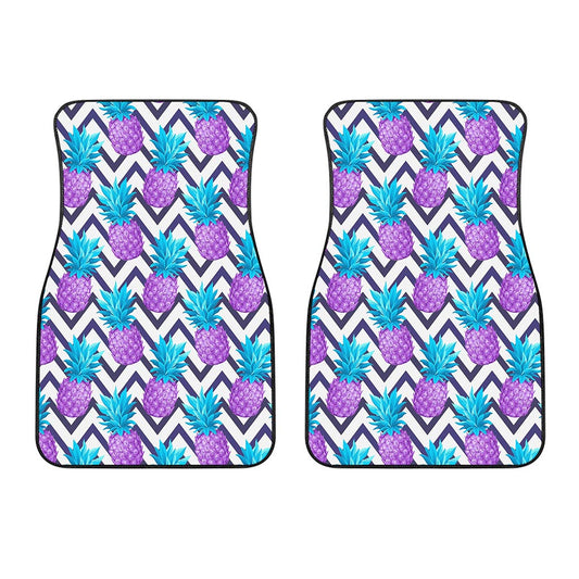 Purple Zig Zag Pineapple Pattern Print Front Car Floor Mats