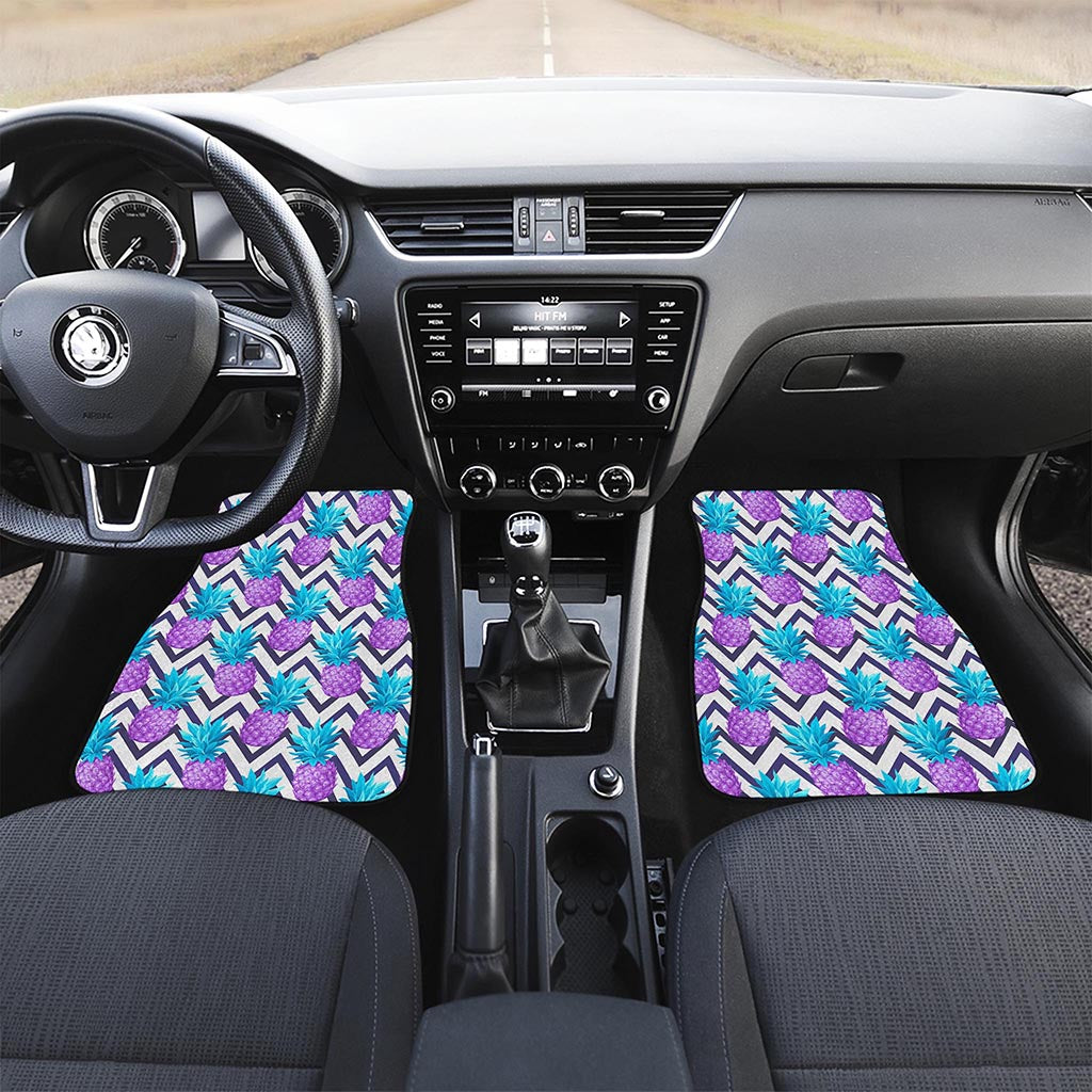 Purple Zig Zag Pineapple Pattern Print Front Car Floor Mats