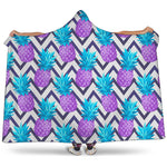 Purple Zig Zag Pineapple Pattern Print Hooded Blanket