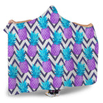 Purple Zig Zag Pineapple Pattern Print Hooded Blanket