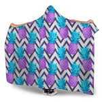 Purple Zig Zag Pineapple Pattern Print Hooded Blanket