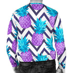 Purple Zig Zag Pineapple Pattern Print Men's Crewneck Sweatshirt GearFrost
