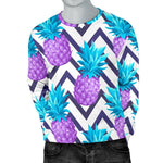 Purple Zig Zag Pineapple Pattern Print Men's Crewneck Sweatshirt GearFrost