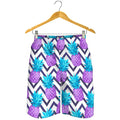 Purple Zig Zag Pineapple Pattern Print Men's Shorts