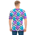 Purple Zig Zag Pineapple Pattern Print Men's T-Shirt
