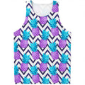 Purple Zig Zag Pineapple Pattern Print Men's Tank Top