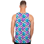 Purple Zig Zag Pineapple Pattern Print Men's Tank Top