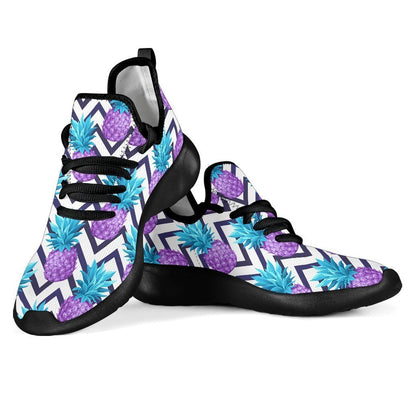 Purple Zig Zag Pineapple Pattern Print Mesh Knit Shoes GearFrost
