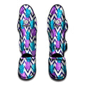 Purple Zig Zag Pineapple Pattern Print Muay Thai Shin Guards