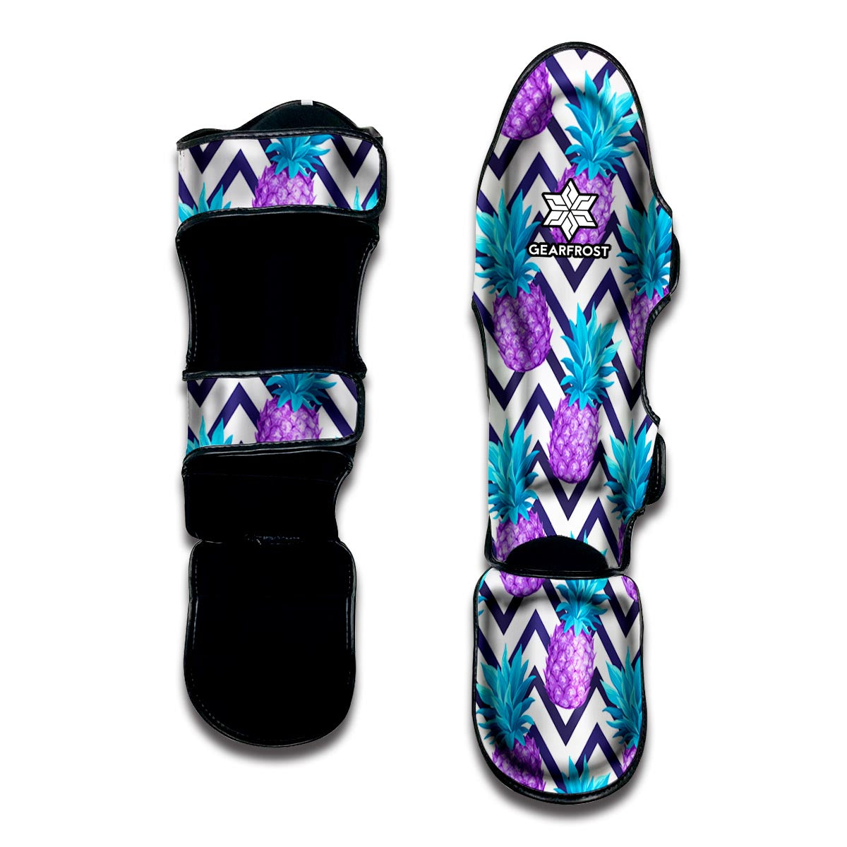Purple Zig Zag Pineapple Pattern Print Muay Thai Shin Guard