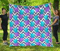 Purple Zig Zag Pineapple Pattern Print Quilt