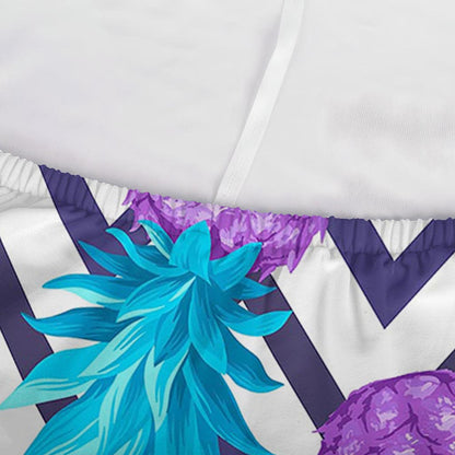 Purple Zig Zag Pineapple Pattern Print Sofa Cover