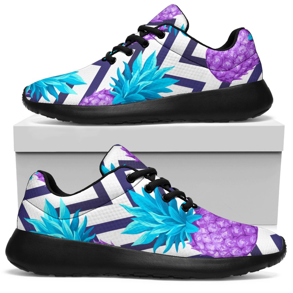 Purple Zig Zag Pineapple Pattern Print Sport Shoes GearFrost