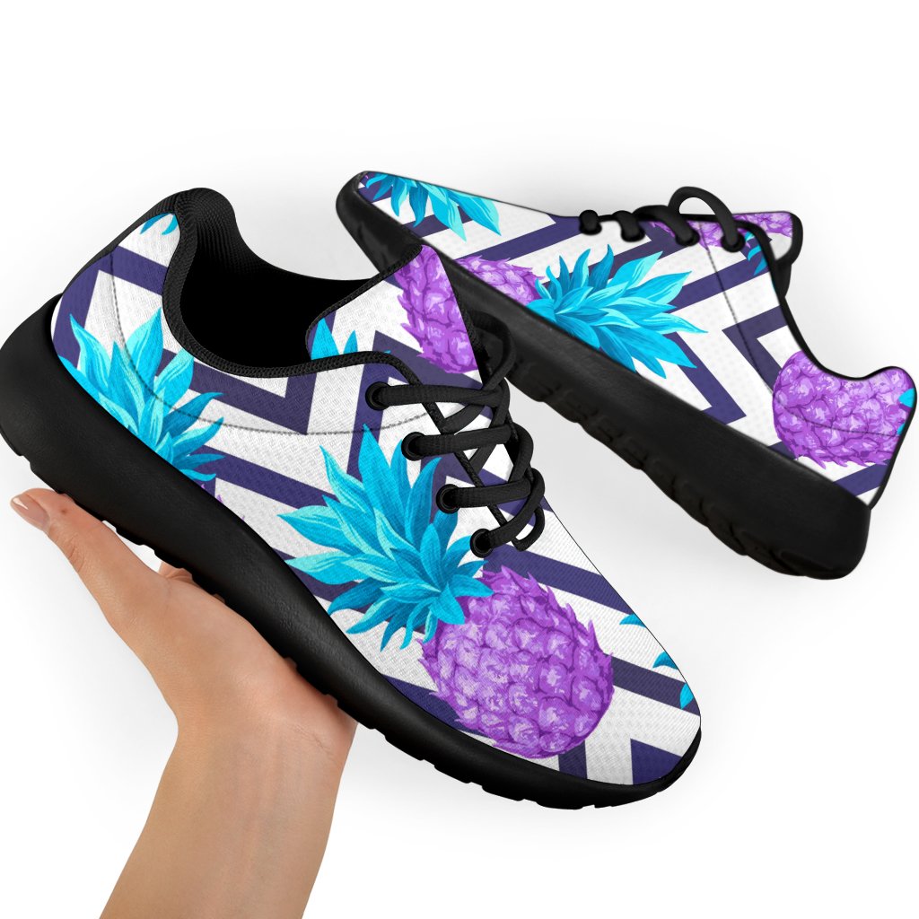 Purple Zig Zag Pineapple Pattern Print Sport Shoes GearFrost