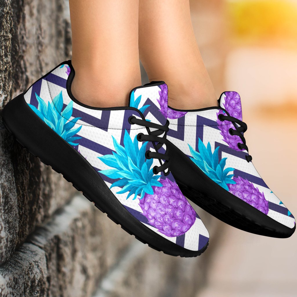 Purple Zig Zag Pineapple Pattern Print Sport Shoes GearFrost