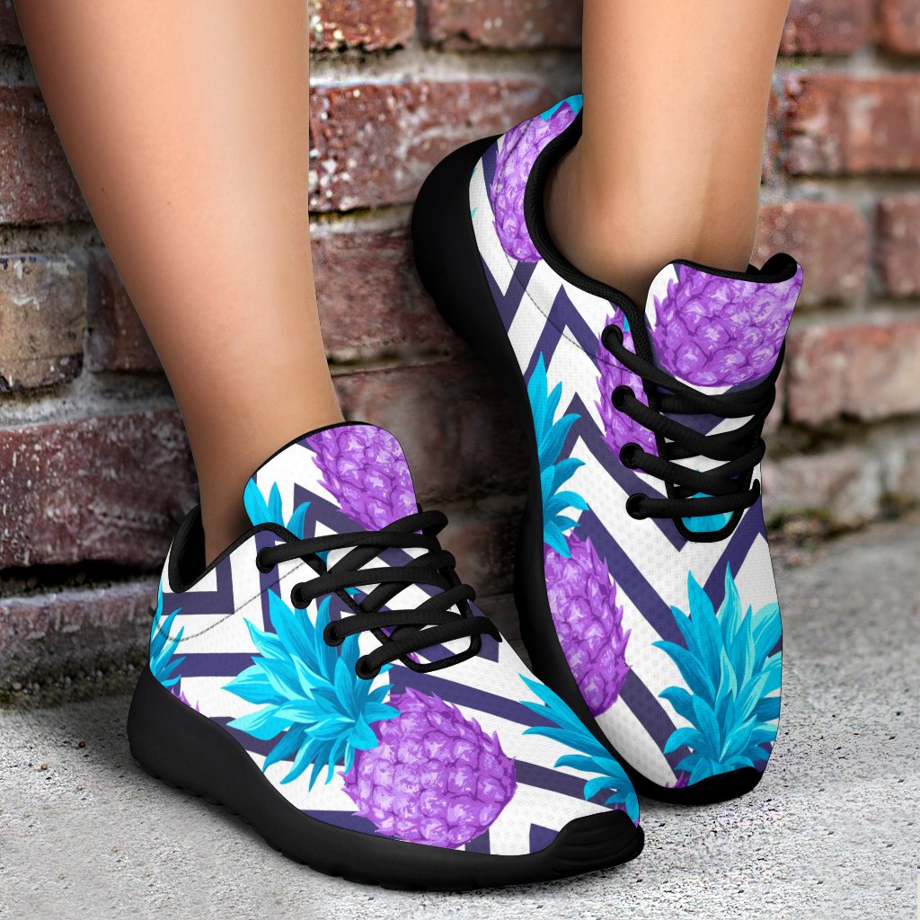 Purple Zig Zag Pineapple Pattern Print Sport Shoes GearFrost