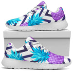 Purple Zig Zag Pineapple Pattern Print Sport Shoes GearFrost