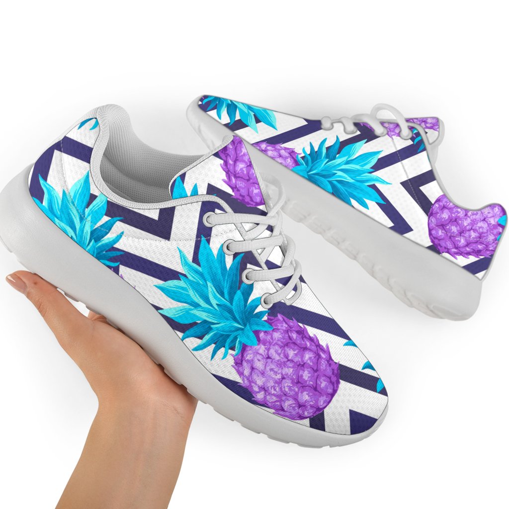 Purple Zig Zag Pineapple Pattern Print Sport Shoes GearFrost