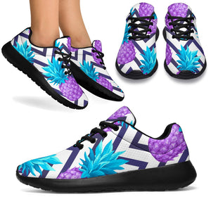 Purple Zig Zag Pineapple Pattern Print Sport Shoes GearFrost