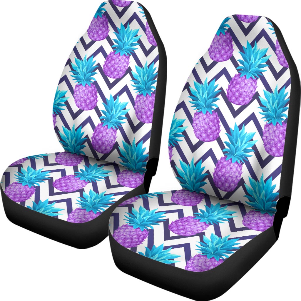 Purple Zig Zag Pineapple Pattern Print Universal Fit Car Seat Covers