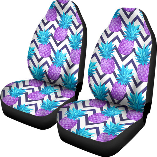 Purple Zig Zag Pineapple Pattern Print Universal Fit Car Seat Covers
