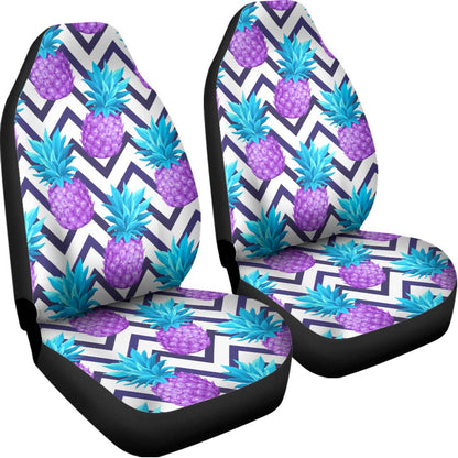 Purple Zig Zag Pineapple Pattern Print Universal Fit Car Seat Covers