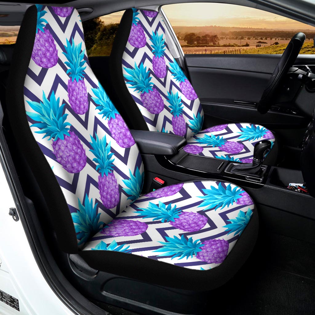 Purple Zig Zag Pineapple Pattern Print Universal Fit Car Seat Covers