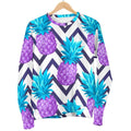 Purple Zig Zag Pineapple Pattern Print Women's Crewneck Sweatshirt