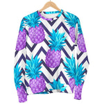 Purple Zig Zag Pineapple Pattern Print Women's Crewneck Sweatshirt GearFrost