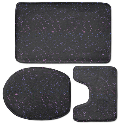 Purple Zodiac Stars Pattern Print 3 Piece Bath Mat Set
