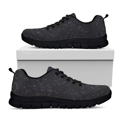 Purple Zodiac Stars Pattern Print Black Sneakers