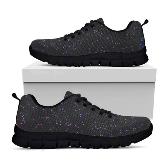Purple Zodiac Stars Pattern Print Black Sneakers