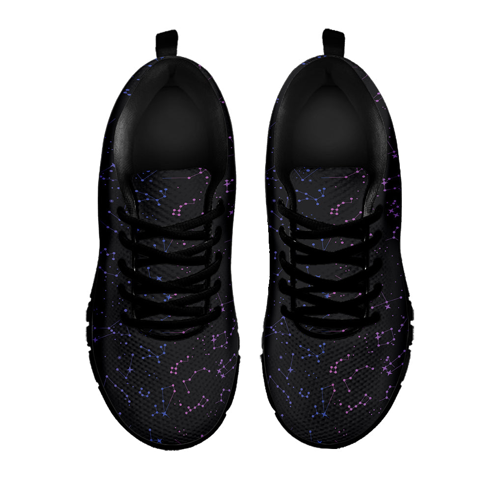 Purple Zodiac Stars Pattern Print Black Sneakers