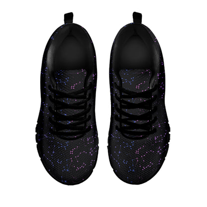 Purple Zodiac Stars Pattern Print Black Sneakers