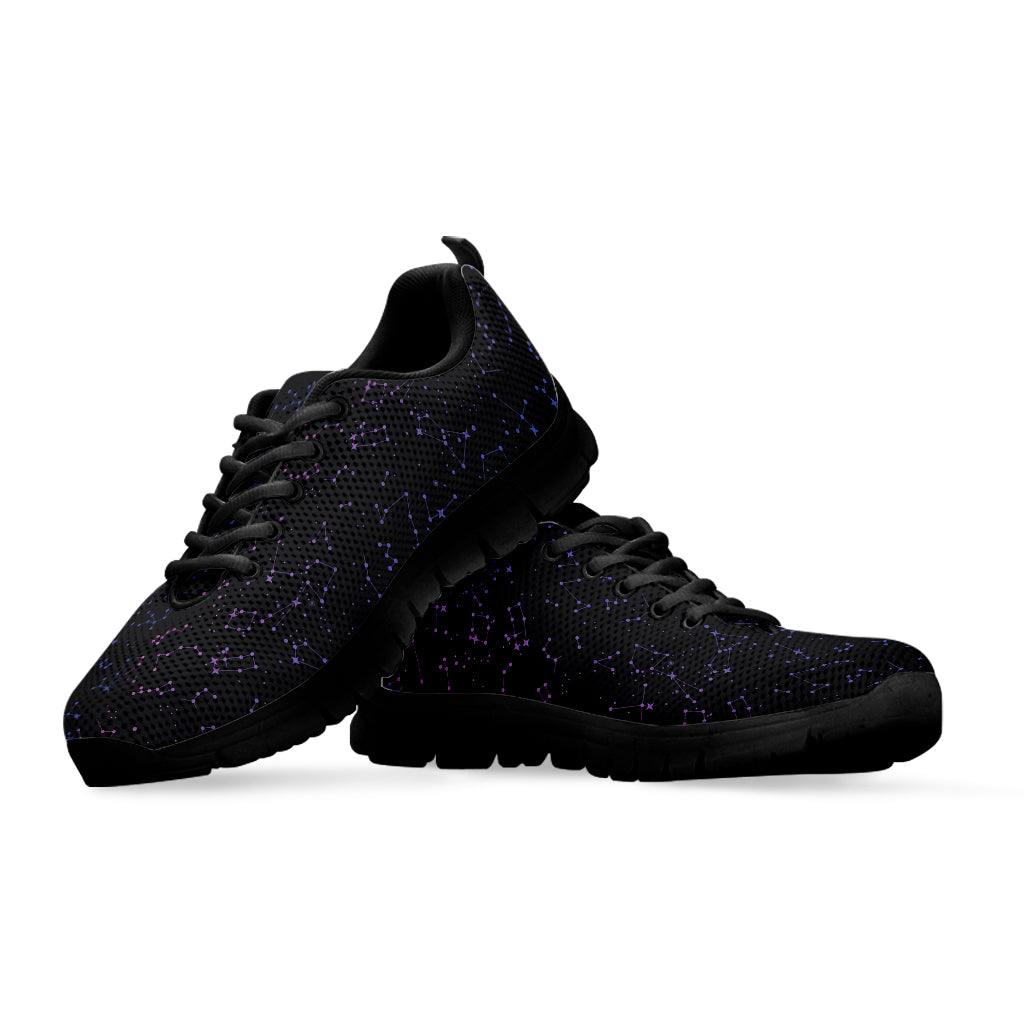 Purple Zodiac Stars Pattern Print Black Sneakers