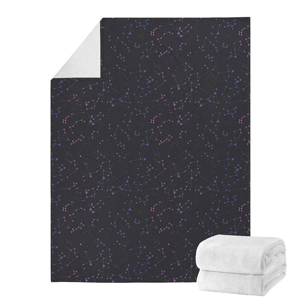 Purple Zodiac Stars Pattern Print Blanket