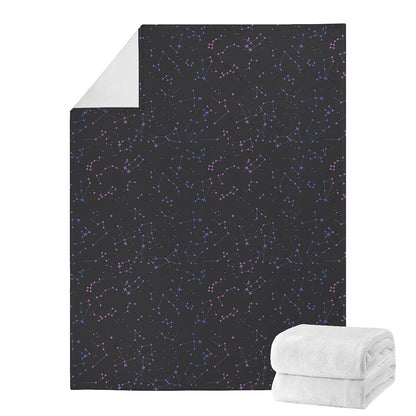 Purple Zodiac Stars Pattern Print Blanket