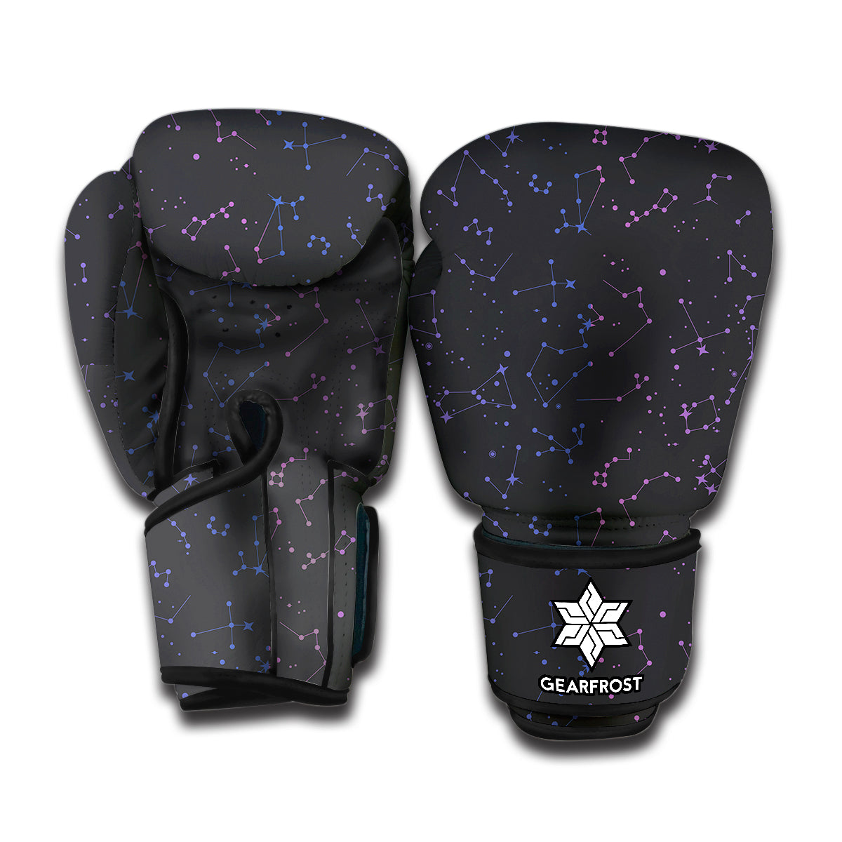 Purple Zodiac Stars Pattern Print Boxing Gloves