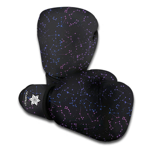 Purple Zodiac Stars Pattern Print Boxing Gloves