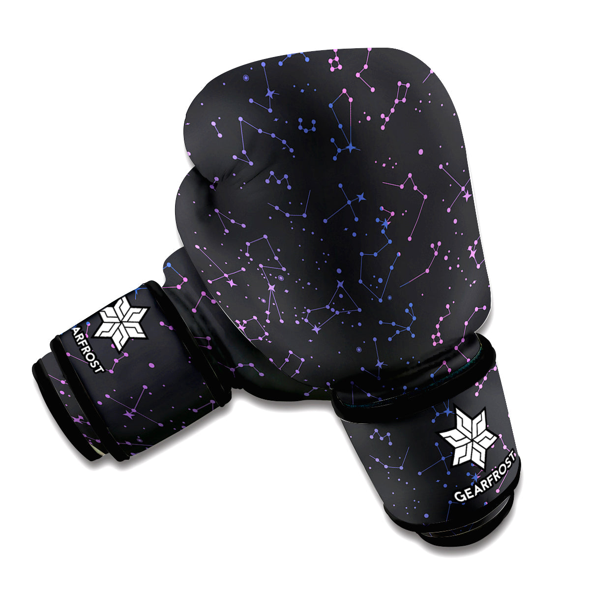 Purple Zodiac Stars Pattern Print Boxing Gloves