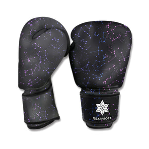 Purple Zodiac Stars Pattern Print Boxing Gloves