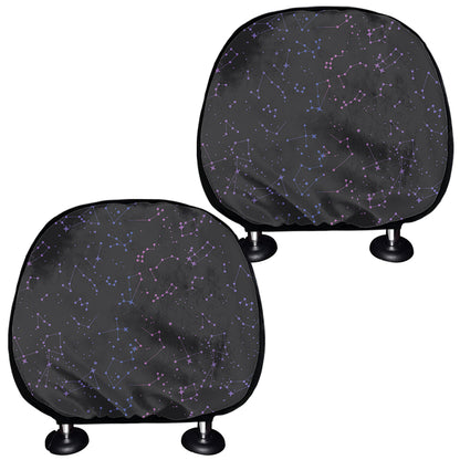 Purple Zodiac Stars Pattern Print Car Headrest Covers