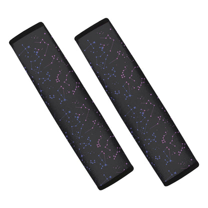 Purple Zodiac Stars Pattern Print Car Seat Belt Covers