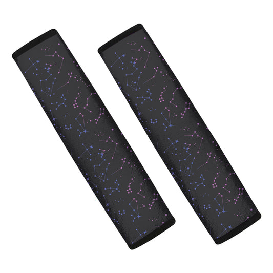 Purple Zodiac Stars Pattern Print Car Seat Belt Covers