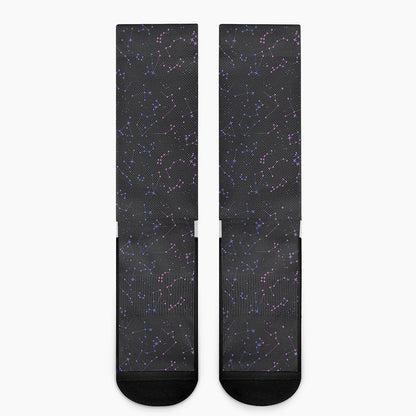 Purple Zodiac Stars Pattern Print Crew Socks