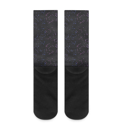 Purple Zodiac Stars Pattern Print Crew Socks