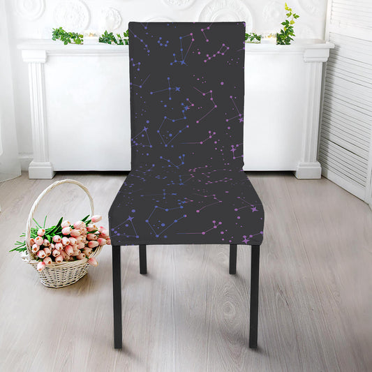 Purple Zodiac Stars Pattern Print Dining Chair Slipcover