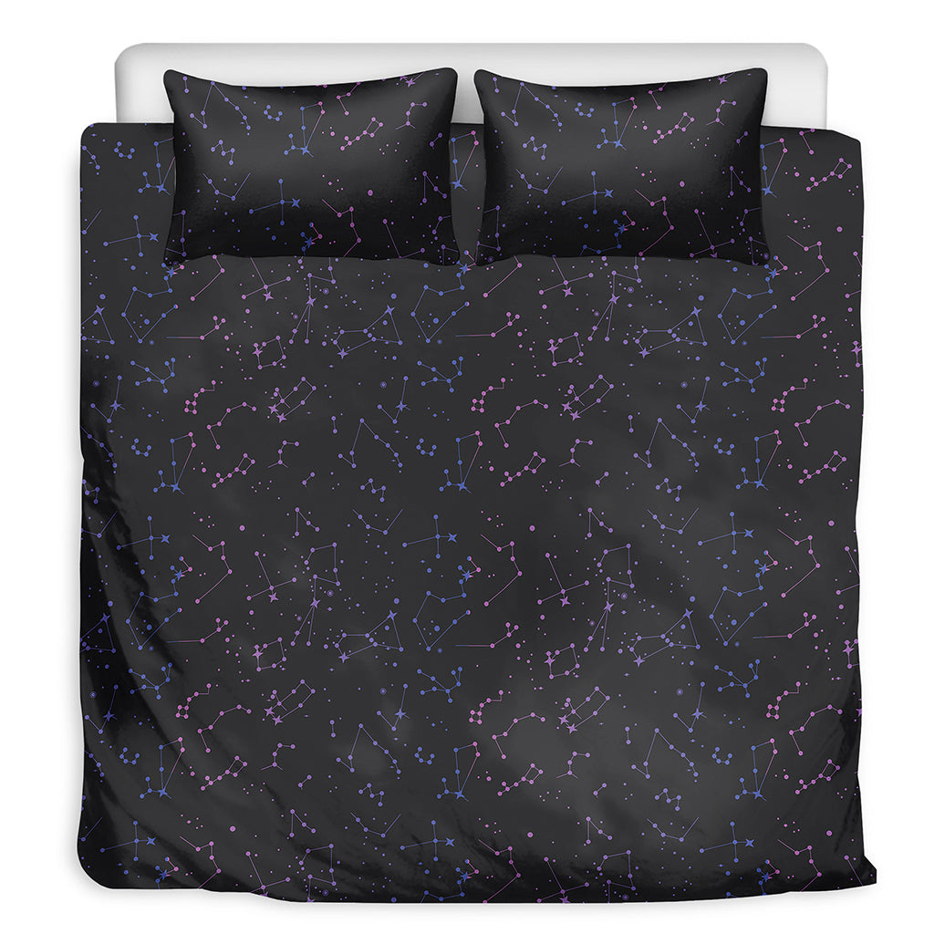 Purple Zodiac Stars Pattern Print Duvet Cover Bedding Set