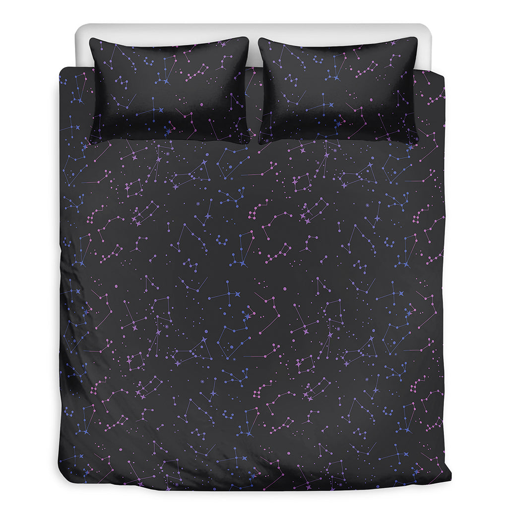 Purple Zodiac Stars Pattern Print Duvet Cover Bedding Set