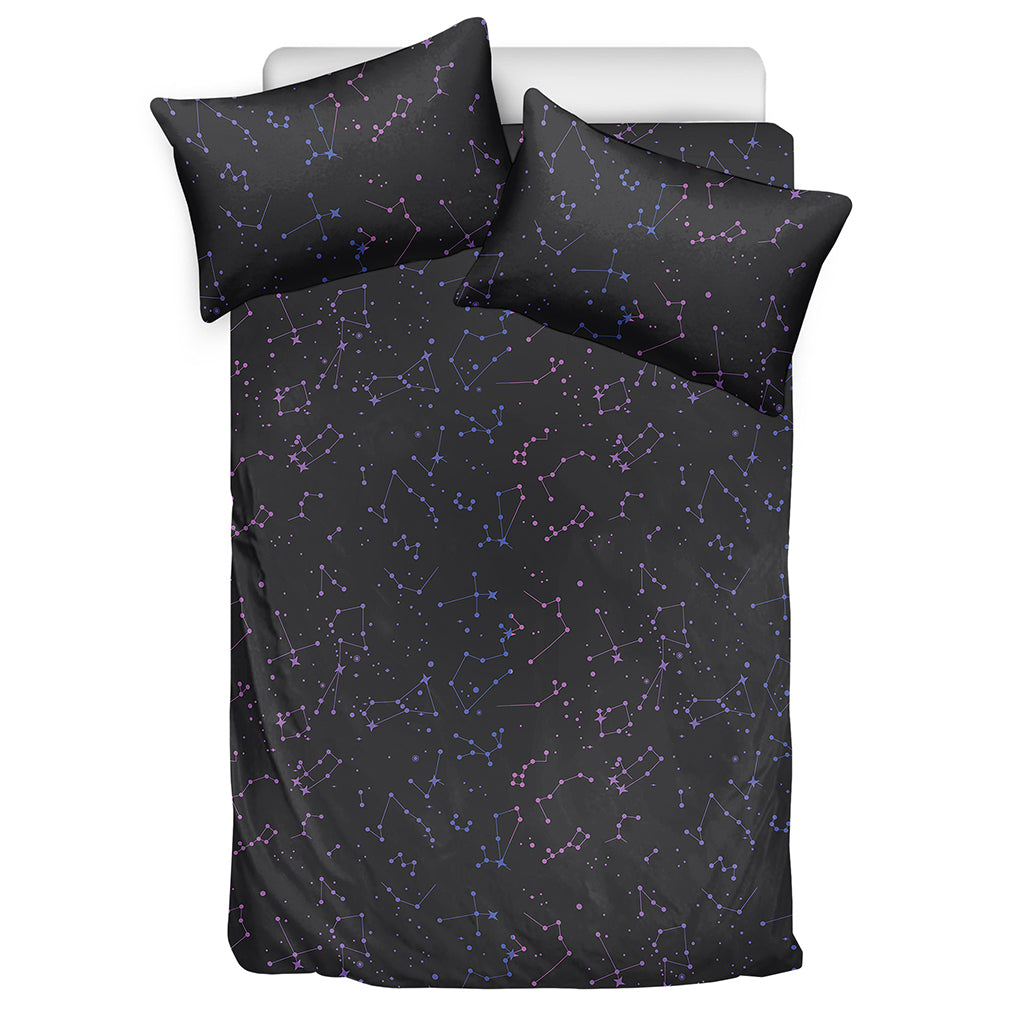Purple Zodiac Stars Pattern Print Duvet Cover Bedding Set